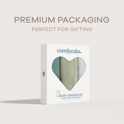 Easy Swaddle Blankets with Zipper by Comfy Cubs - Stone, Sage, Azul