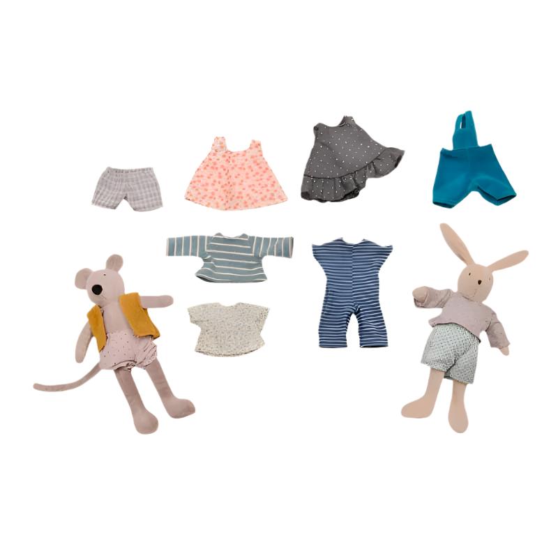 Suitcase - Rabbit & Mouse Wardrobe - Stuffed Toy - Moulin Roty