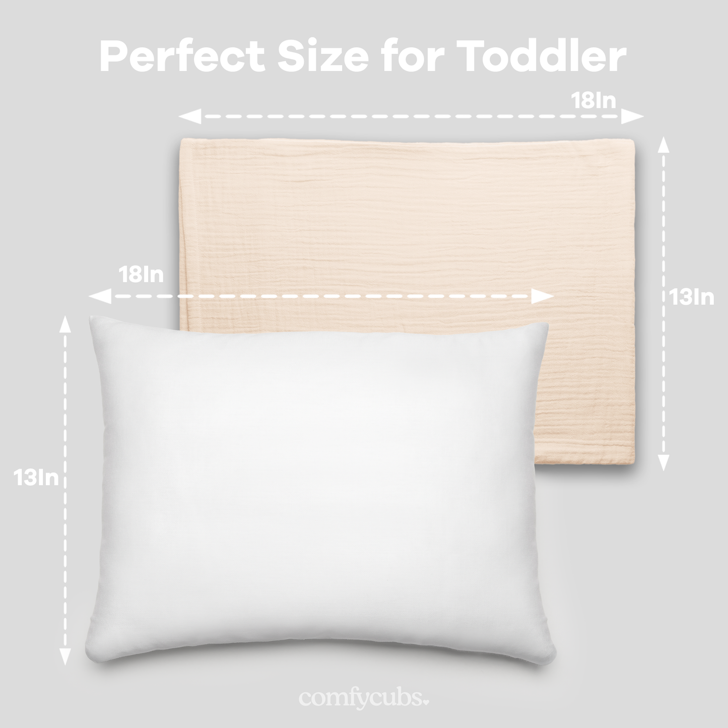 Toddler Pillows with Soft Muslin Pillow Case by Comfy Cubs - Cream