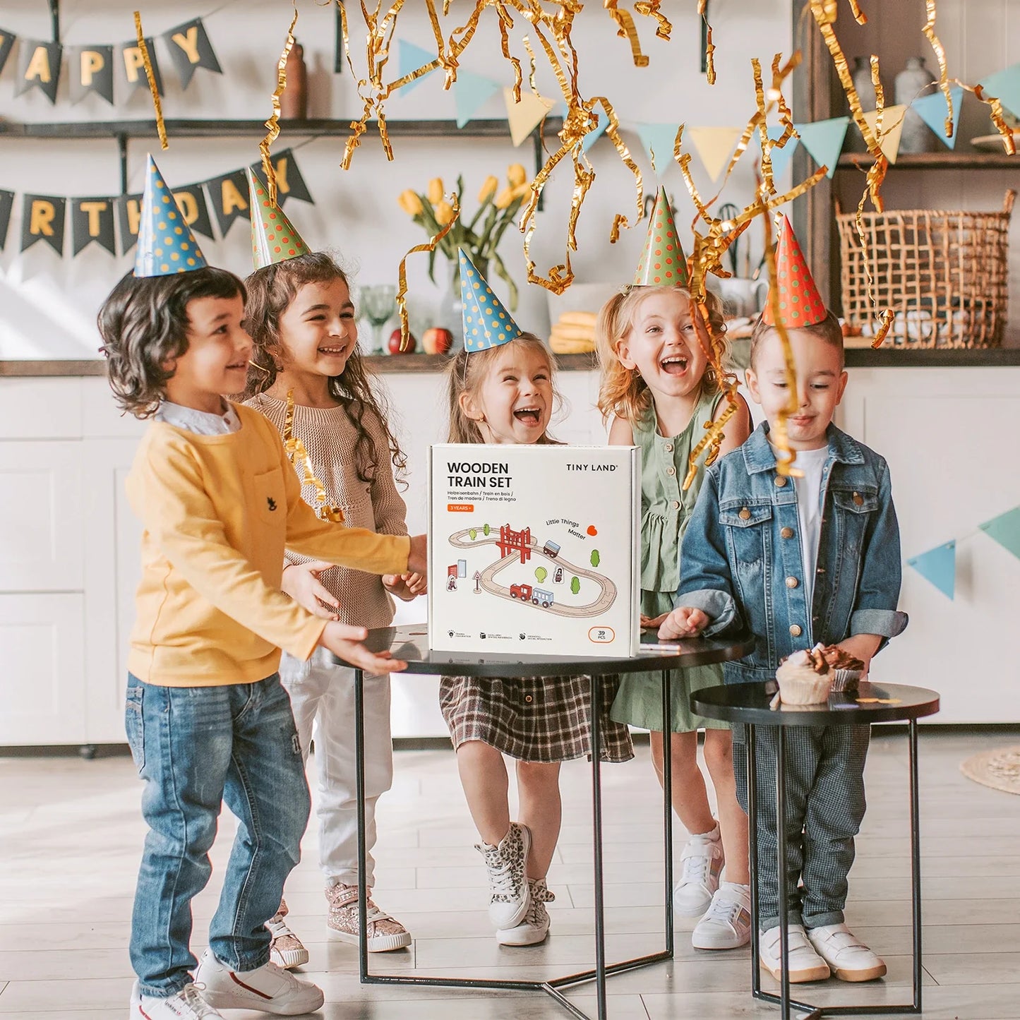 Tiny Land® Wooden Train Set for Children 39 Pcs - Kidtoycart