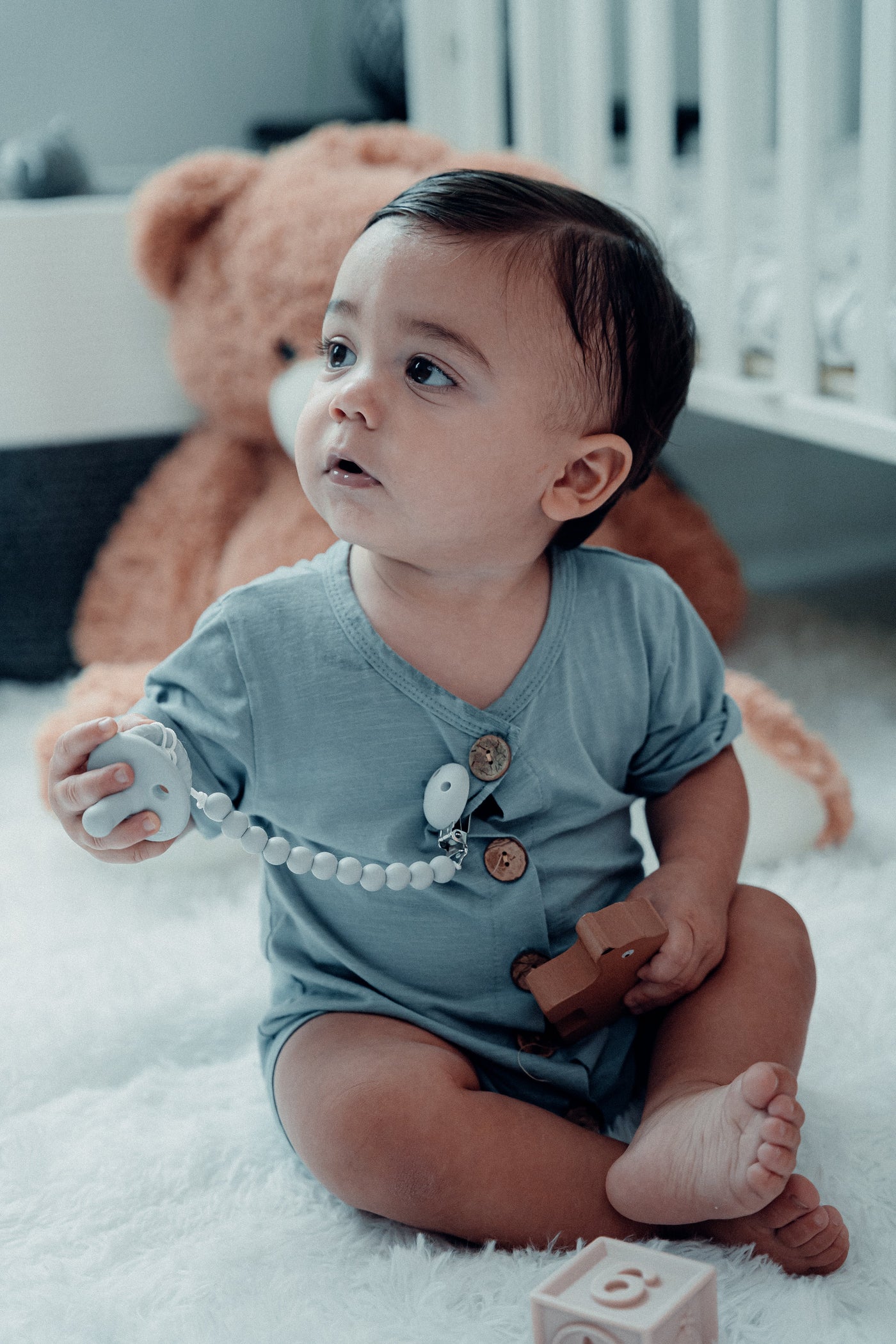 Pacifier Clips, 2 Pack by Comfy Cubs - Grey