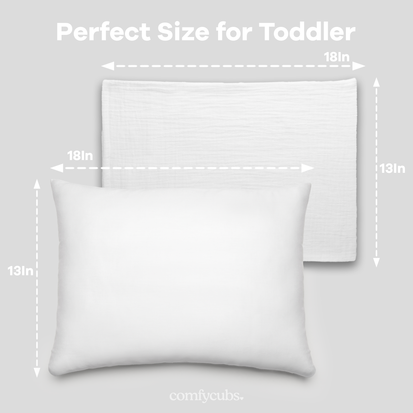 Toddler Pillows with Soft Muslin Pillow Case by Comfy Cubs - White