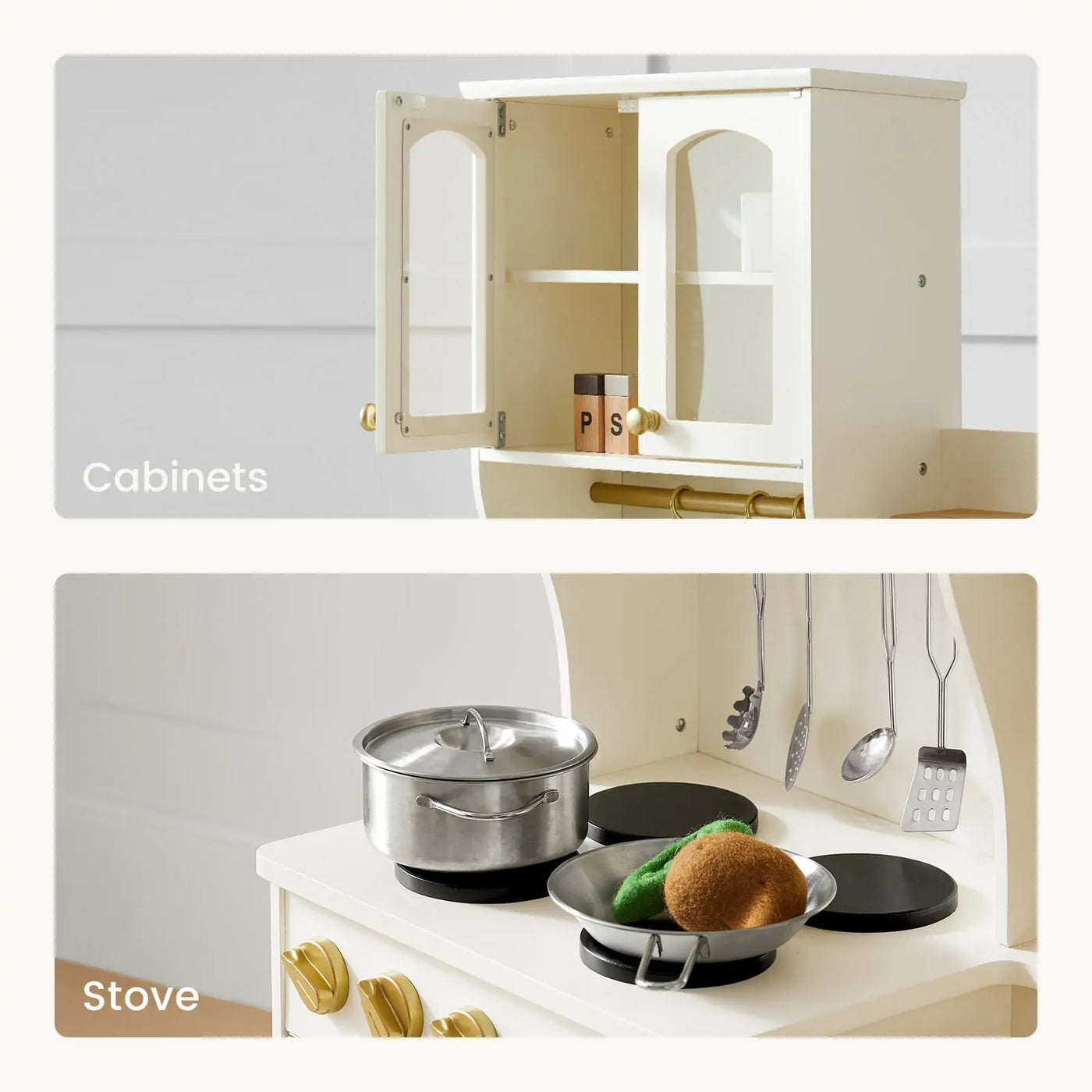 Tiny Land® Serenity Play Kitchen - Cream - Kidtoycart