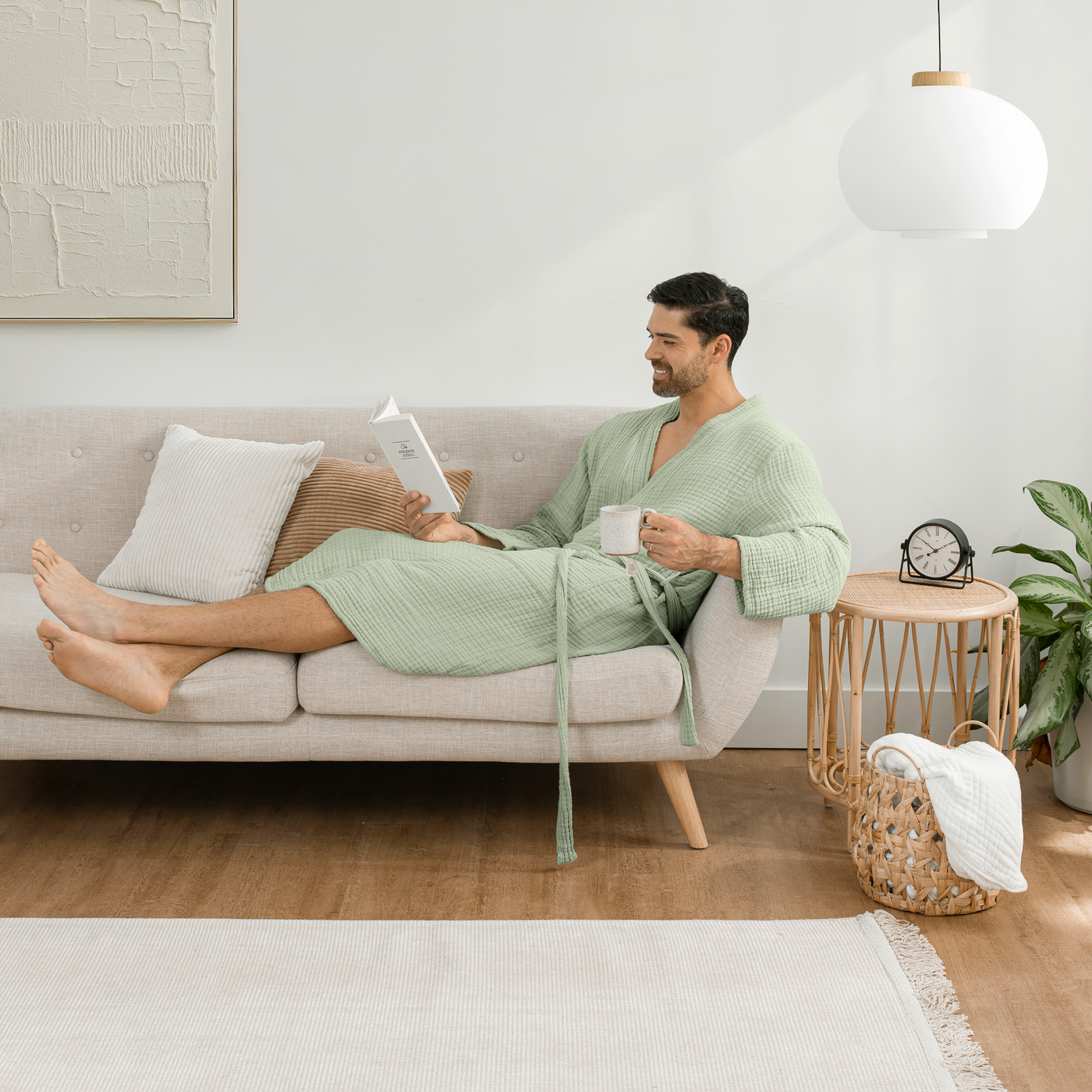 Muslin Bathrobe, Sage by Comfy Cubs