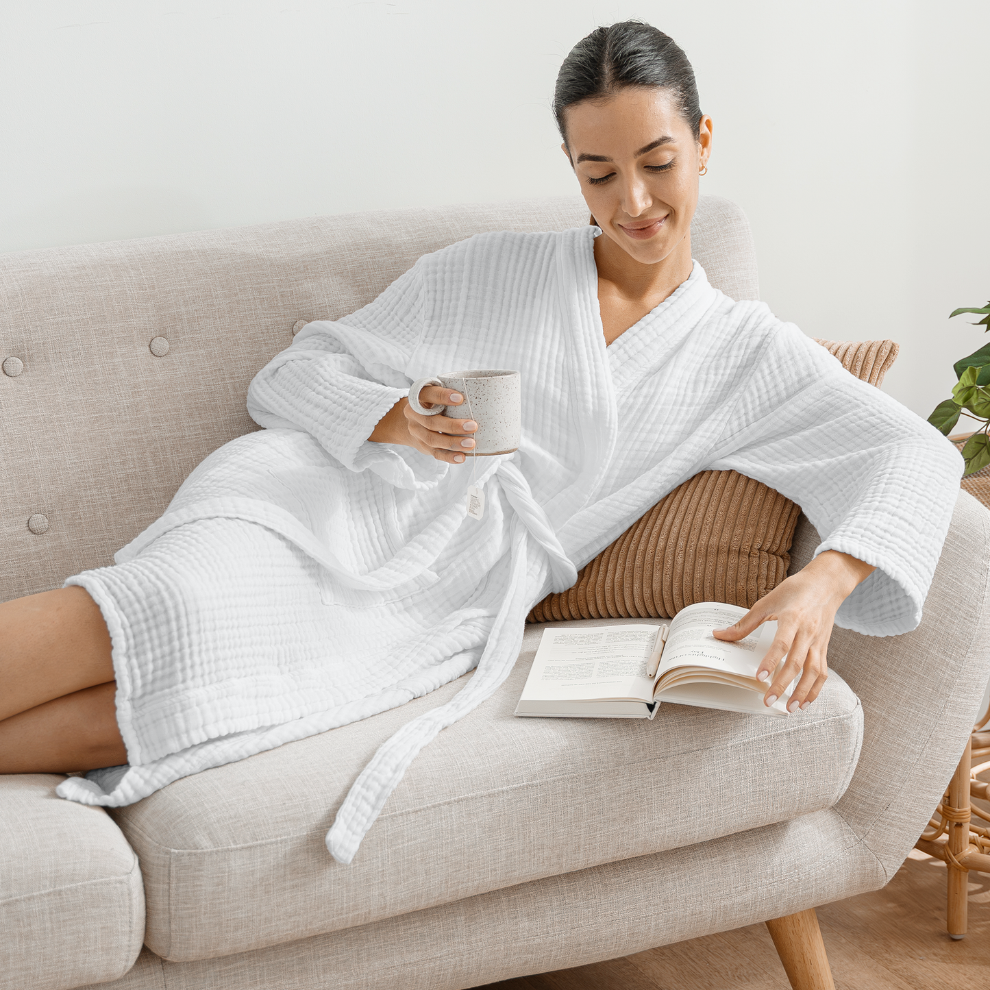 Muslin Bathrobe, White by Comfy Cubs