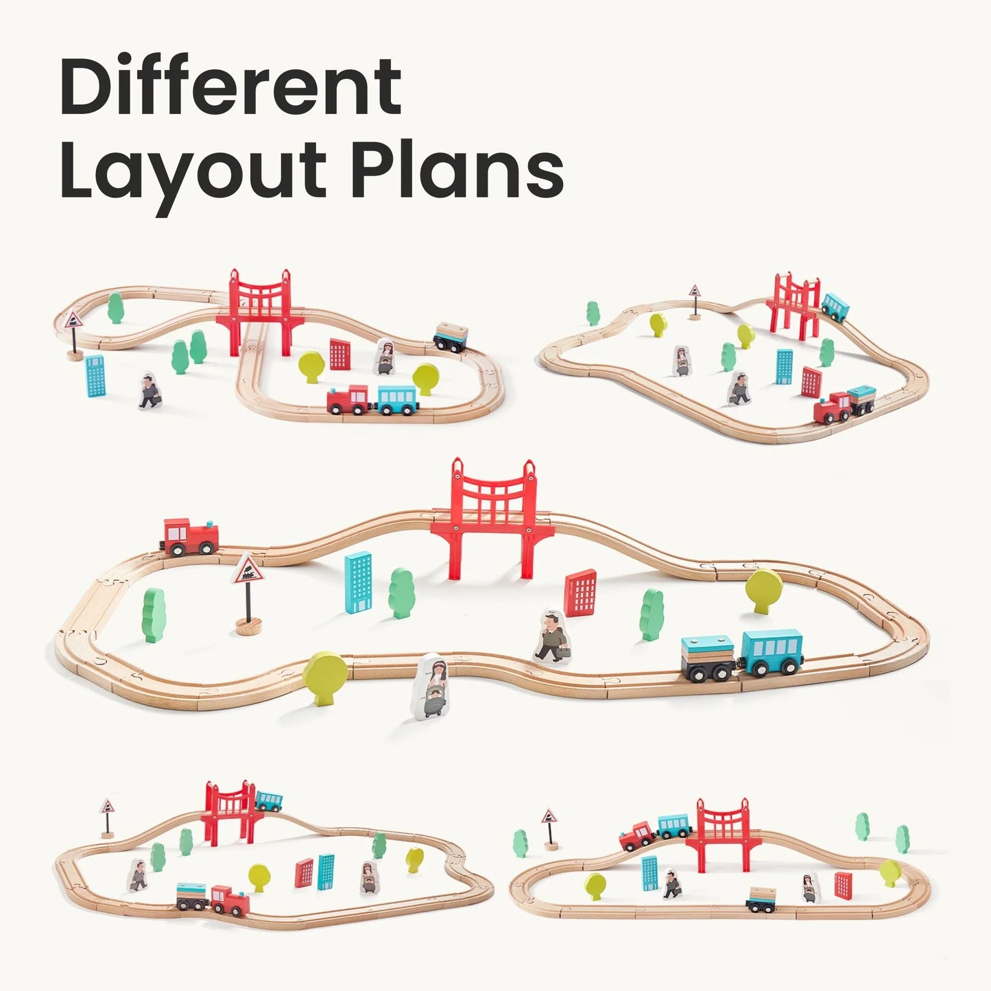 Tiny Land® Wooden Train Set for Children 39 Pcs - Kidtoycart