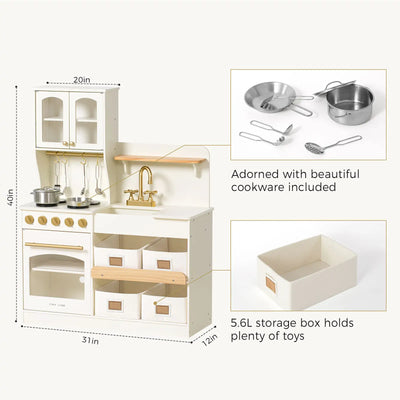 Tiny Land® Serenity Play Kitchen - Cream - Kidtoycart