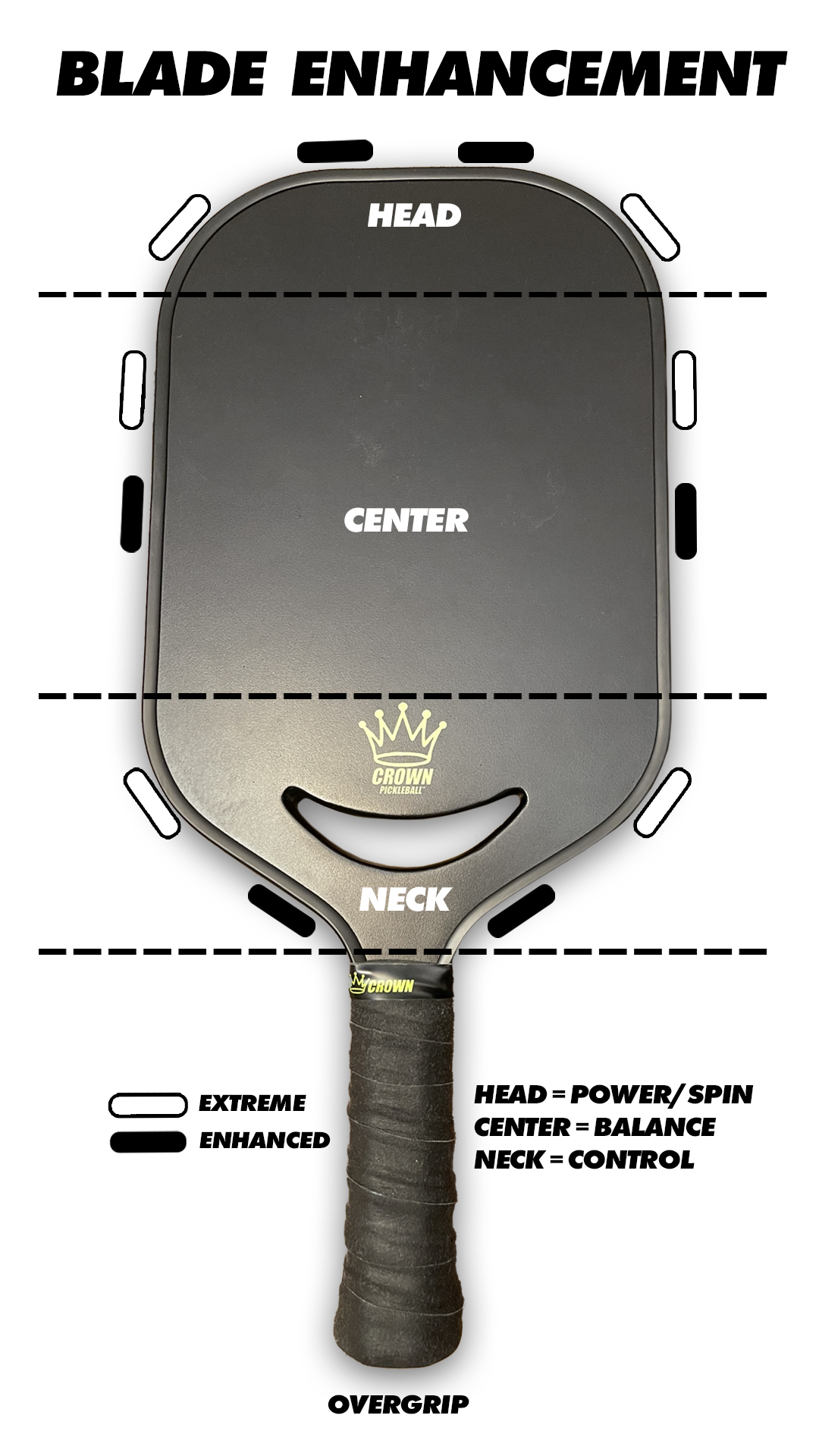 CROWN PICKLEBALL - Carbon Blade 14 V2 (BLACK)