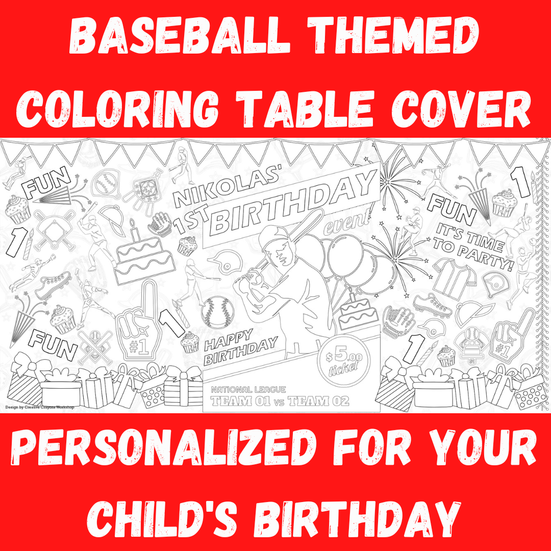 Baseball Birthday Coloring Tablecloth