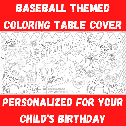 Baseball Birthday Coloring Tablecloth