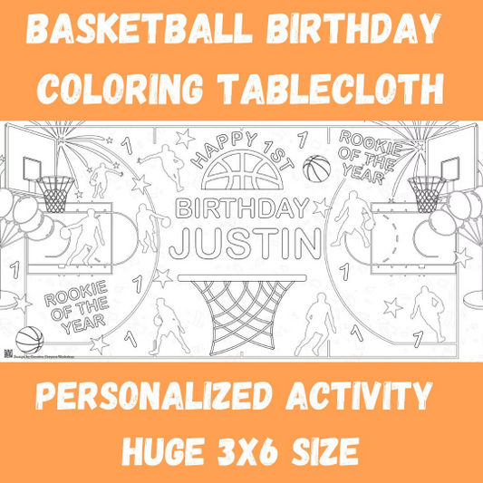 Basketball Birthday Coloring Tablecloth