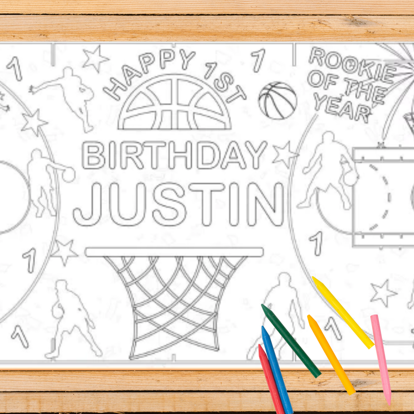 Basketball Birthday Coloring Tablecloth