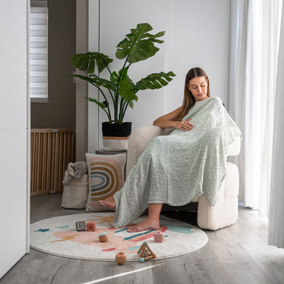 Muslin Swaddle Blankets, 4 Pack by Comfy Cubs - Green