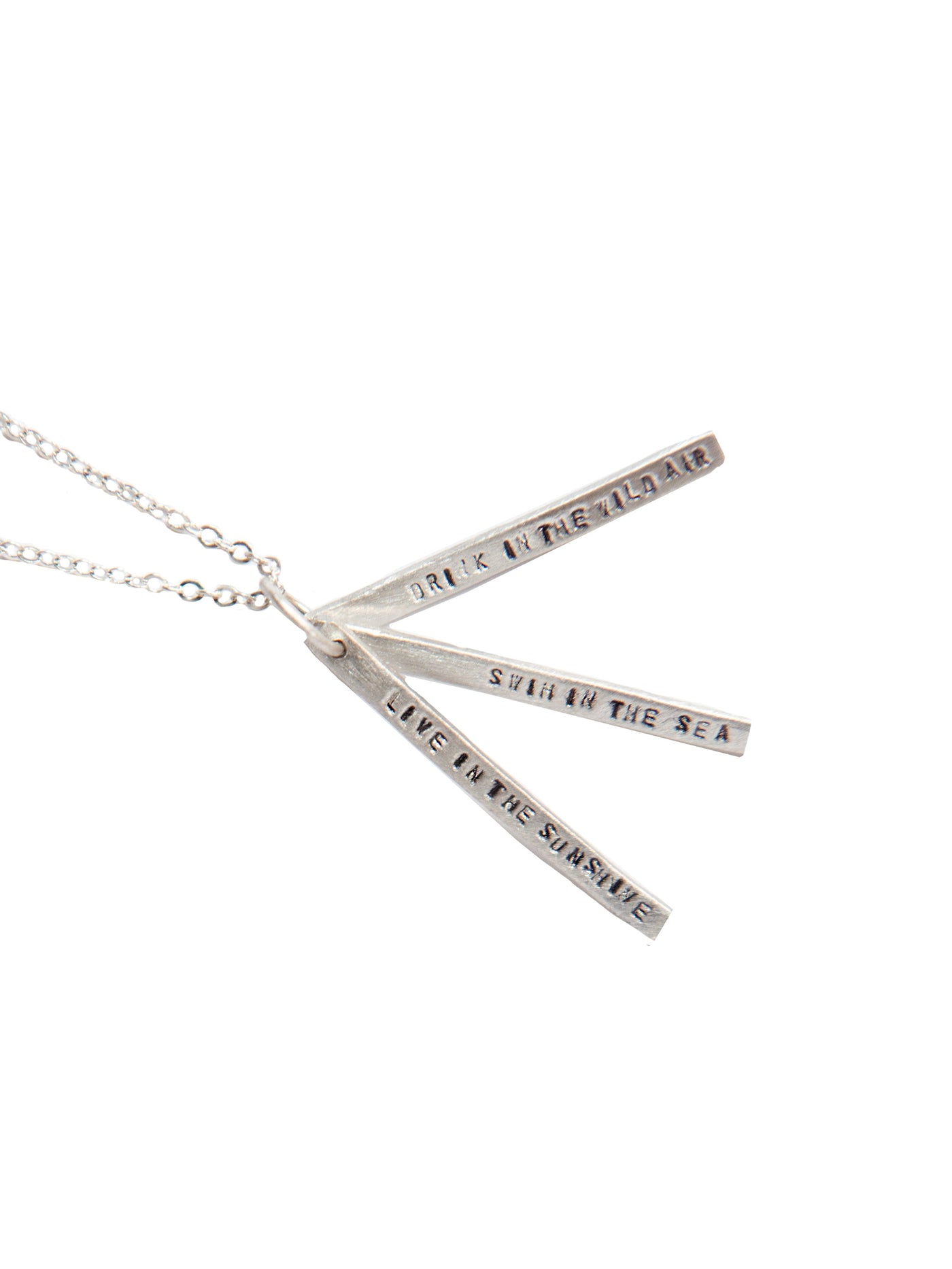 Chocolate & Steel Long-Bar Quote Necklace Ralph Waldo Emerson