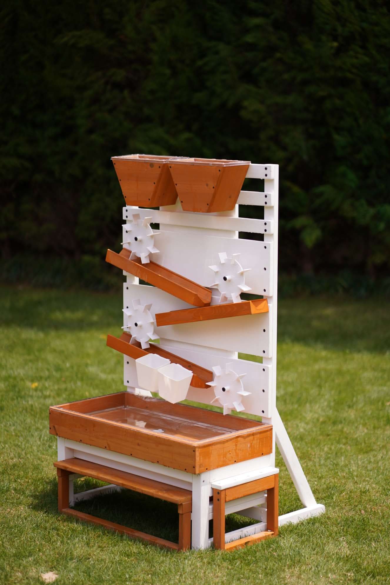 Avenlur Large Wooden Water Table – Multi-Level Sensory Play with Water Wheels & Tabletop