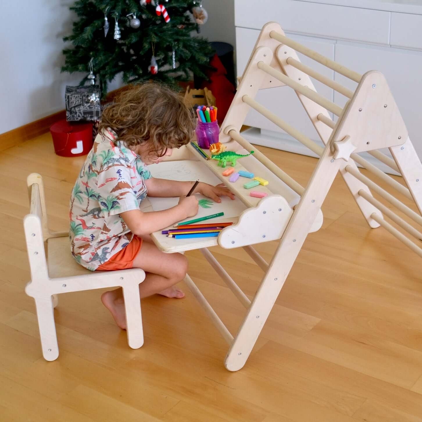 Versatile Montessori Climbing Set with Folding Table and Chair