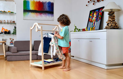 Montessori Wooden Wardrobe Set: Ideal Child Clothing Organizer