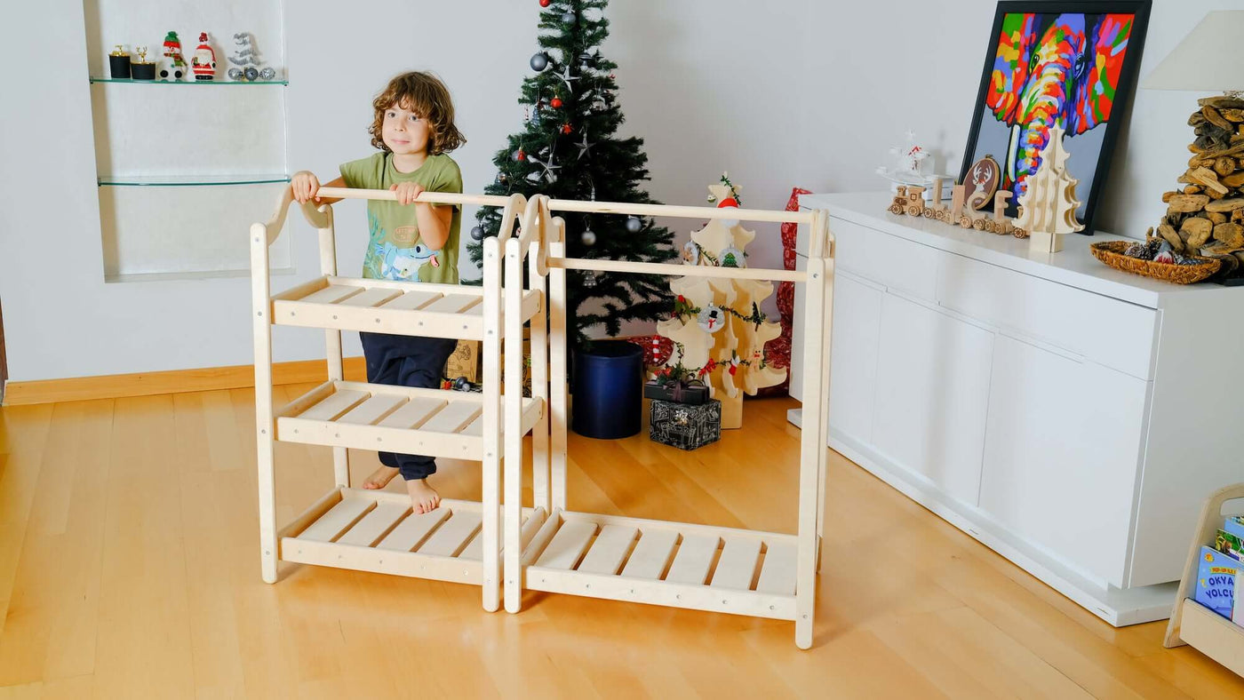 Montessori Wooden Wardrobe Set: Ideal Child Clothing Organizer