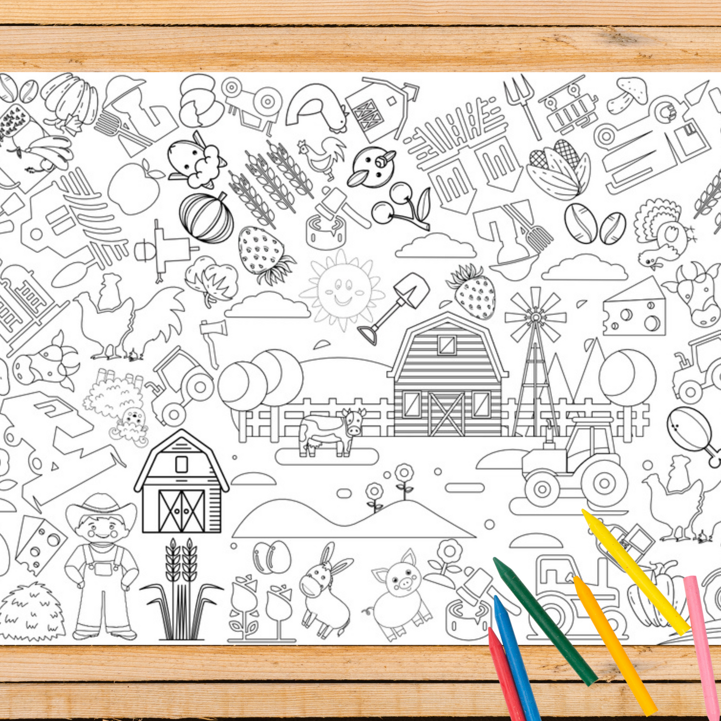 Farm Themed Coloring Table Cover