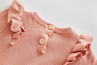 Solid Ruffled Sweater Jumpsuit