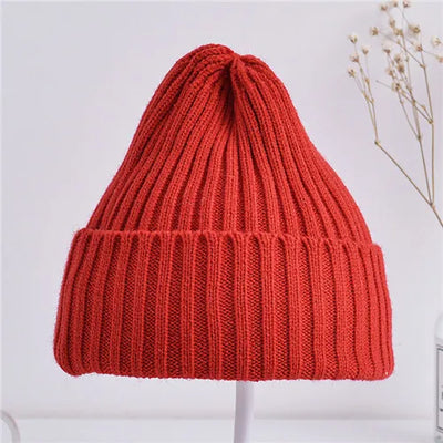 Solid Color Ribbed Beanie Hat