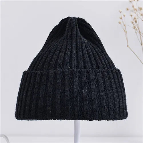 Solid Color Ribbed Beanie Hat