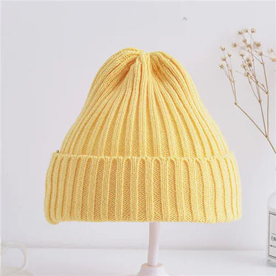 Solid Color Ribbed Beanie Hat