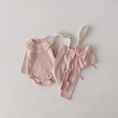 Frill Bodysuit Suspender Leggings Set