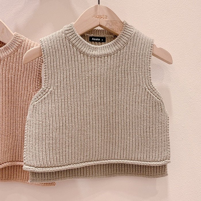 Solid Sleeveless Pullover Vest