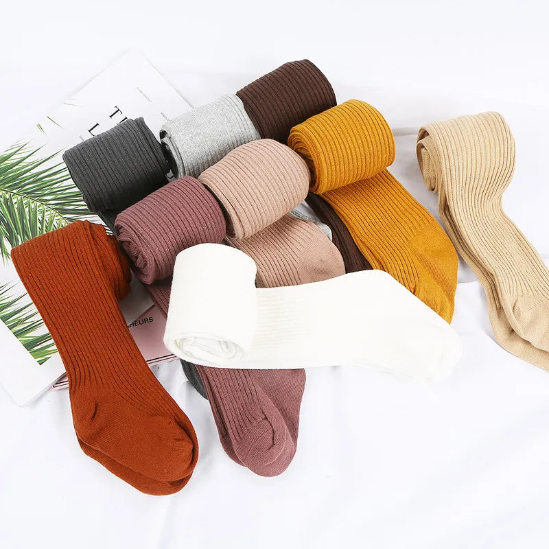 Solid Ribbed Baby Tights Stockings
