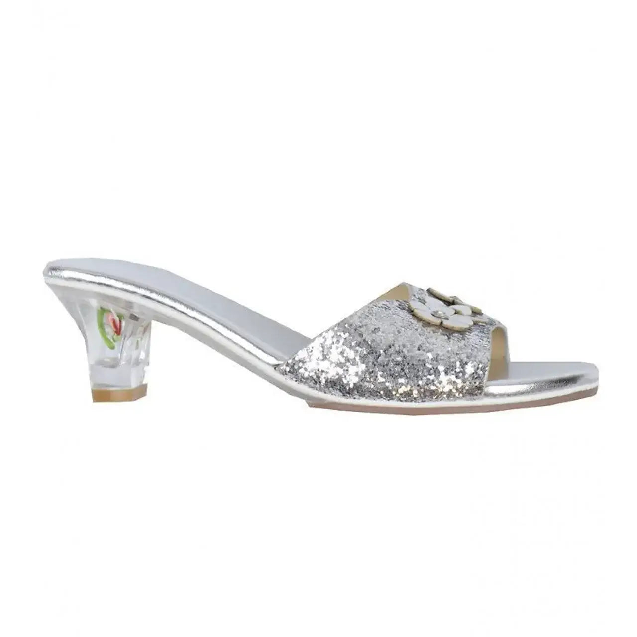 Mariona - High heel slipper, metallic silver (3 sizes)