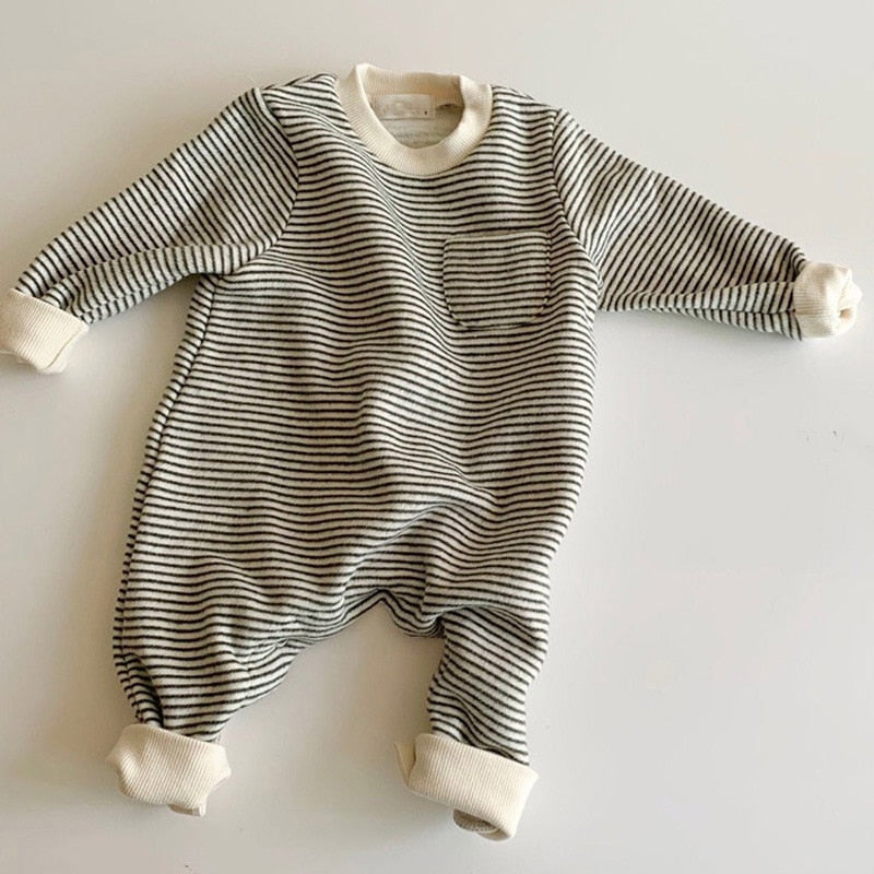 Thick Striped Sweater Jumpsuit