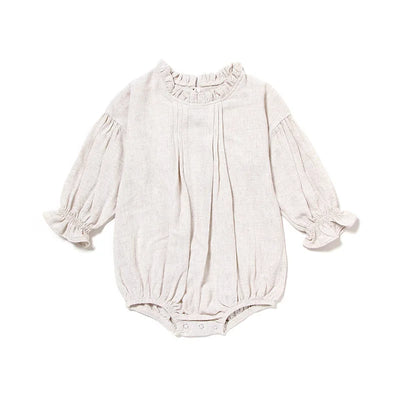 Girls Long Sleeve Linen Bodysuit