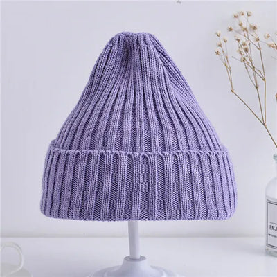 Solid Color Ribbed Beanie Hat