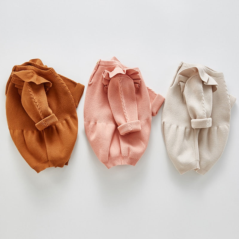 Solid Ruffled Sweater Jumpsuit