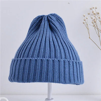 Solid Color Ribbed Beanie Hat