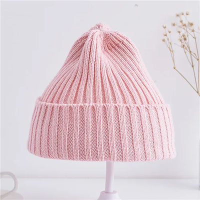 Solid Color Ribbed Beanie Hat