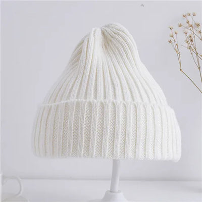Solid Color Ribbed Beanie Hat