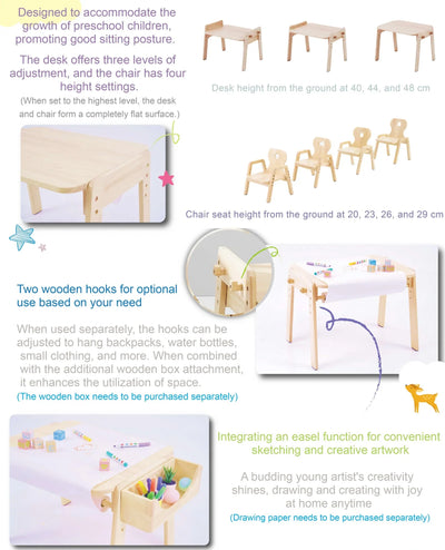 Mesasilla Kids Activities Table Set with Bear, star ,Elephant, Car,and Rabbit - Includes Chair