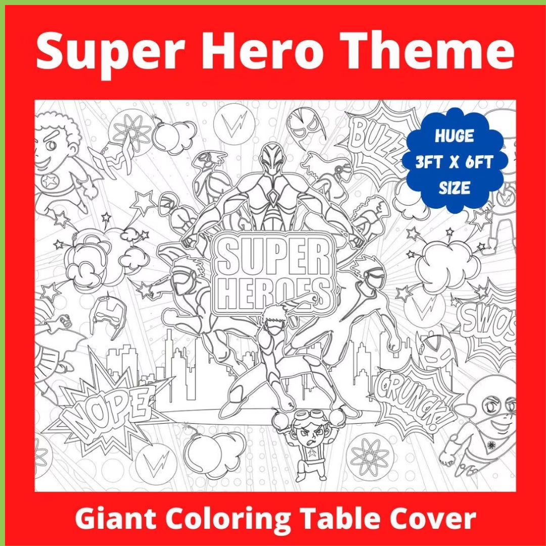 Super Hero Coloring Table Cover