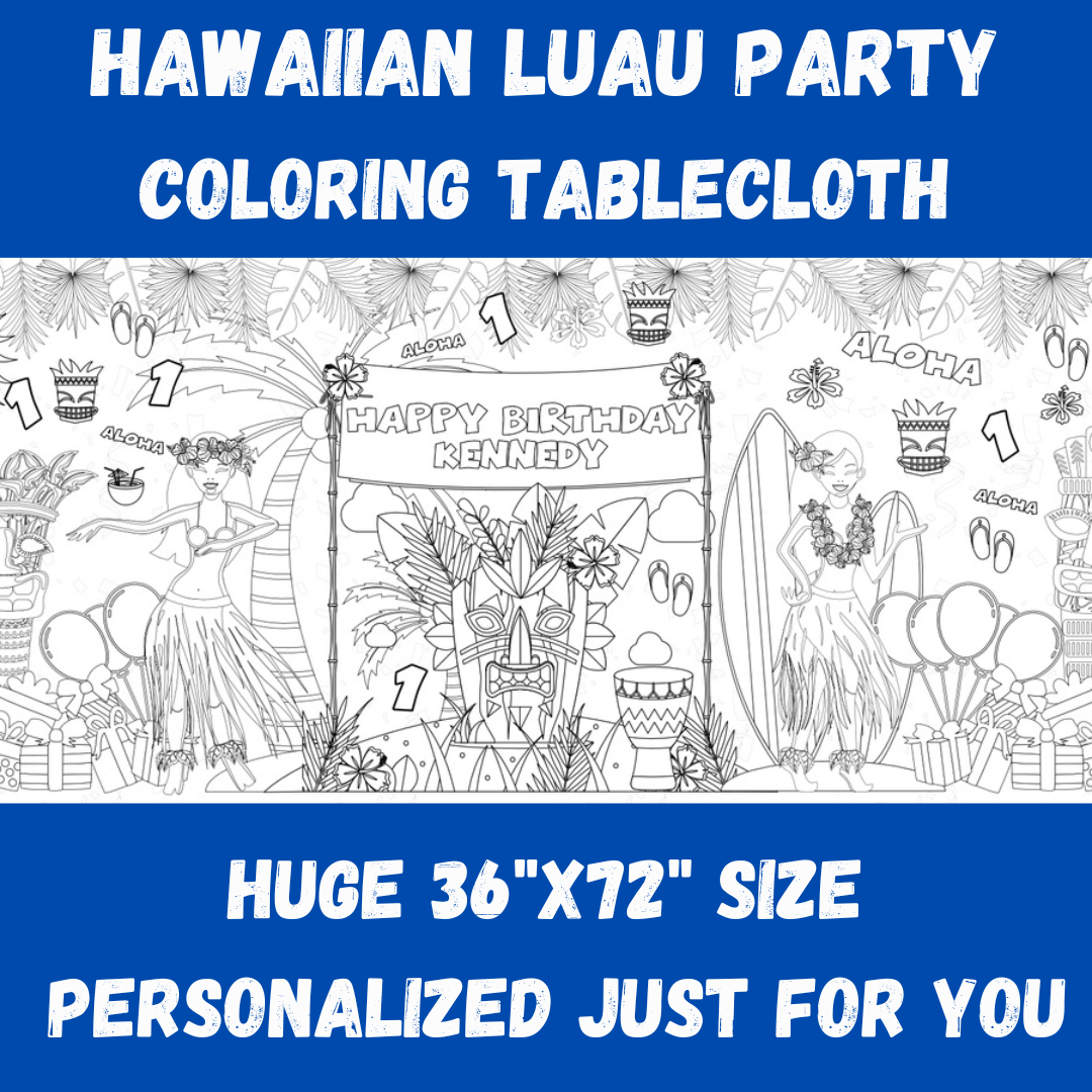 Hawaiian Luau Coloring Tablecloth