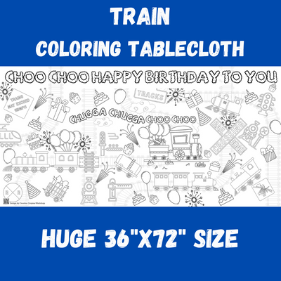 Train Birthday Coloring Tablecloth