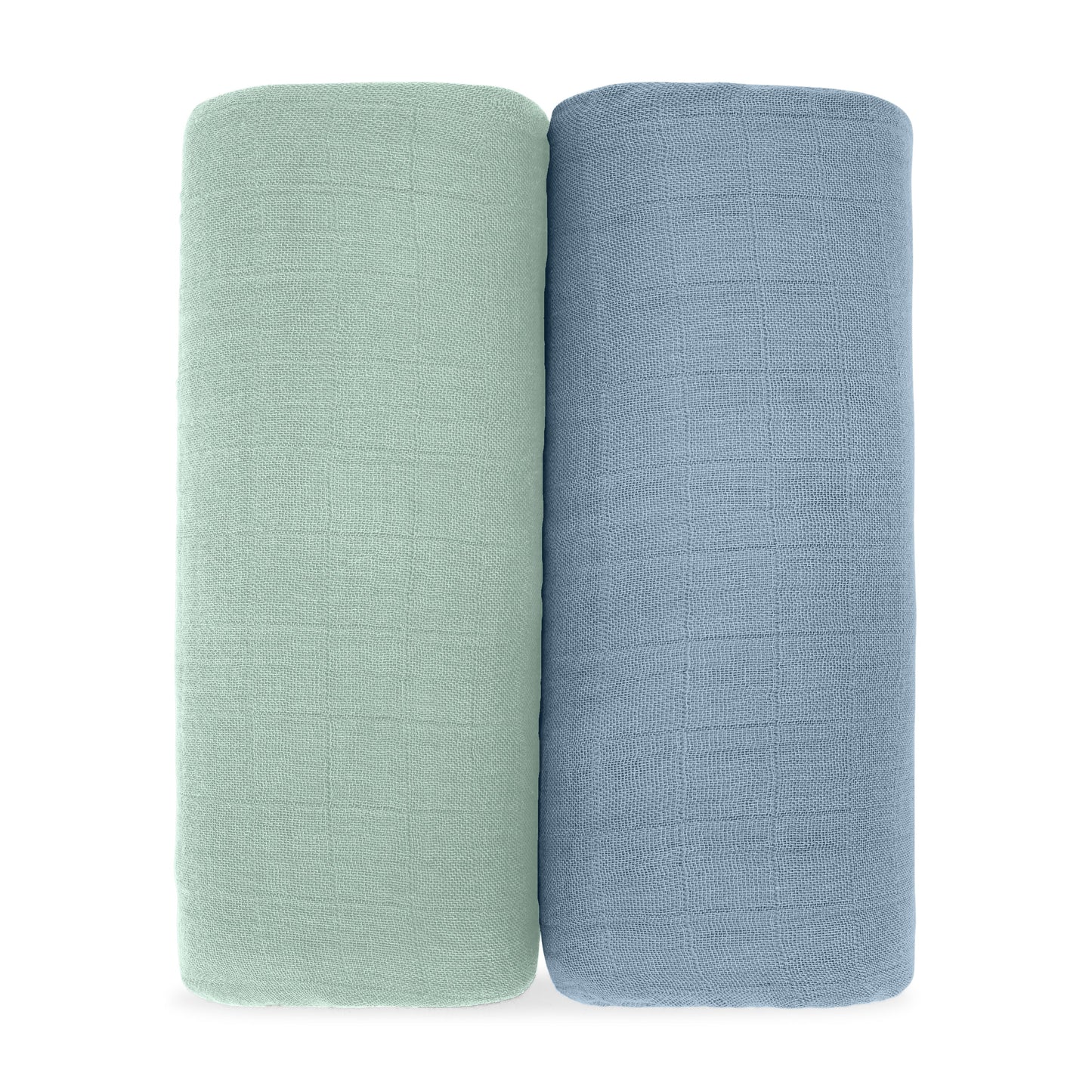 Muslin Swaddle Blanket, 2 Pack by Comfy Cubs - Pacific Blue & Fern