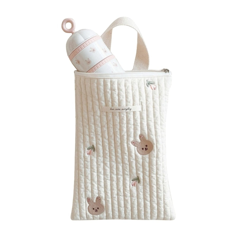Quilted Embroidered Diaper travel Bag