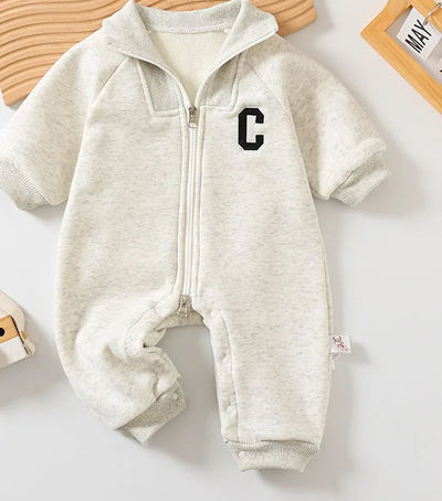 Letter C Print Long Sleeve Jumpsuit