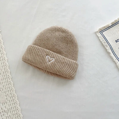 Heart Embroidered Baby Beanie Cap