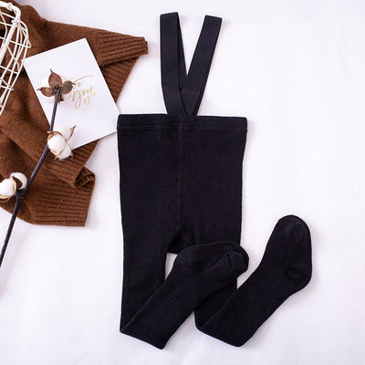 High Waist Footed Suspender Leggings