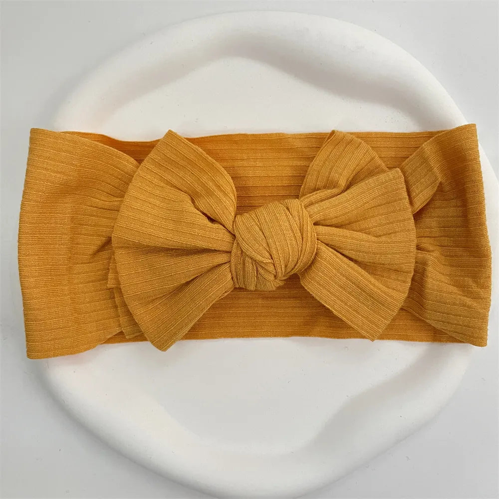Ribbed Bow Elastic Soft Headband