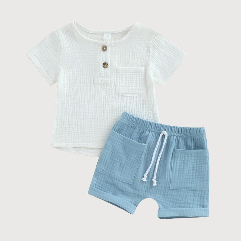 Boys Muslin shorts and Shirt Set