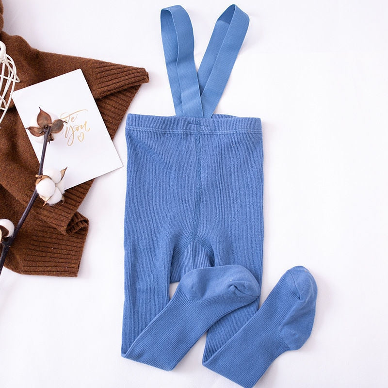 High Waist Footed Suspender Leggings